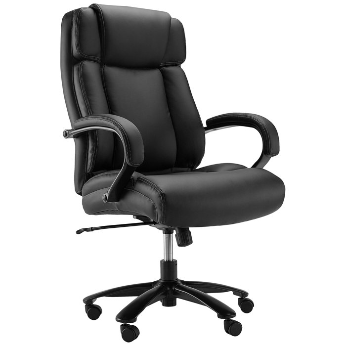 JC HOME Big and Tall Desk Chair with Padded Armrest and Adjustable Seat Supports up to 500lbs